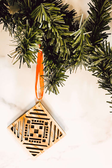 Olive Wood Snow Ornament